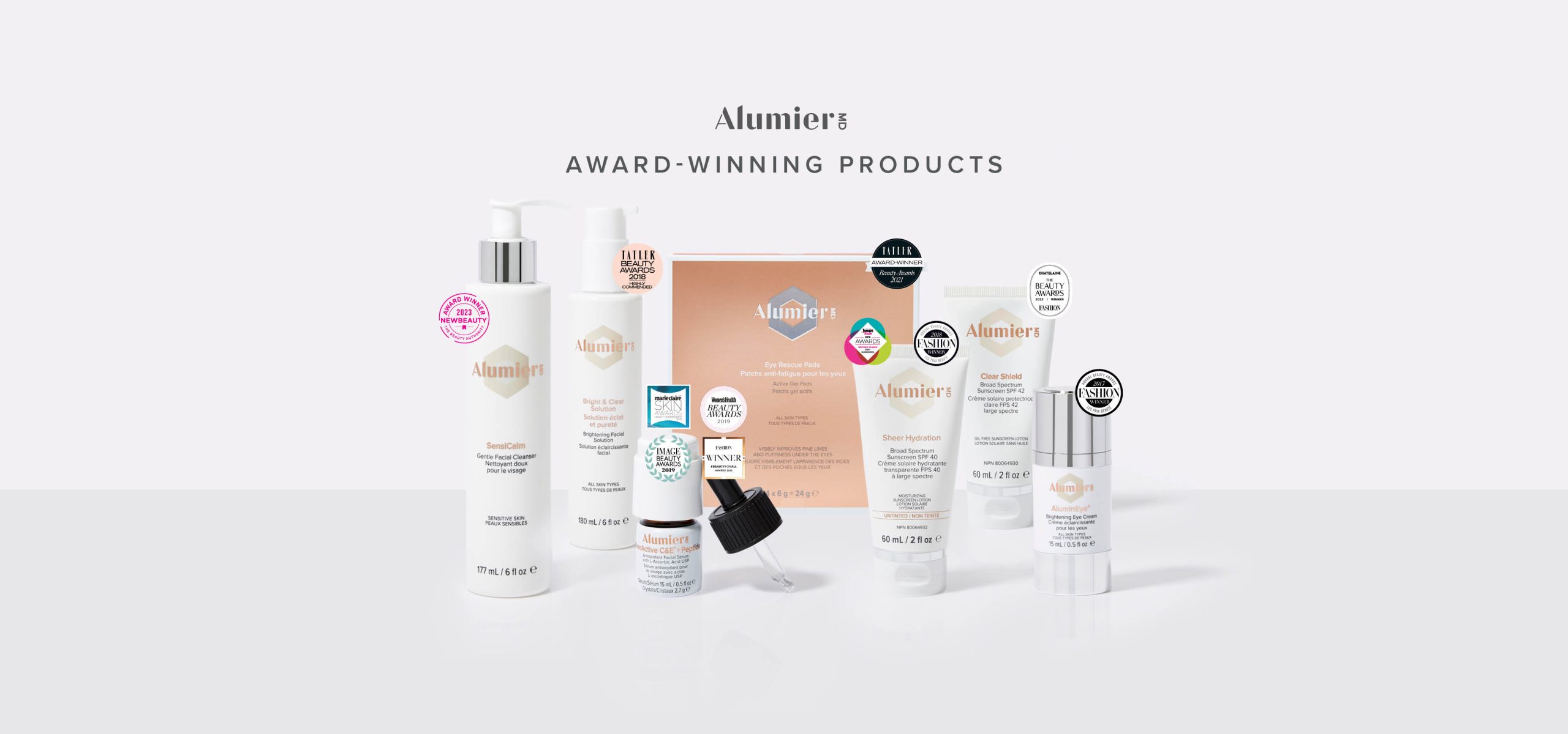 Alumier award winning products banner beauty MD