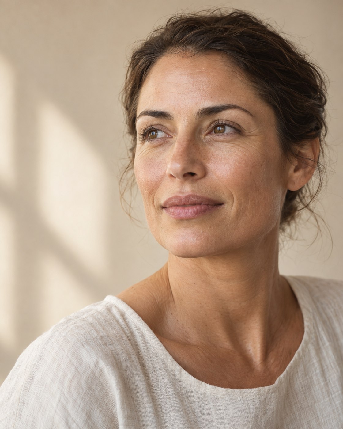 Illustrative portrait with natural skin texture; not a patient or treatment result